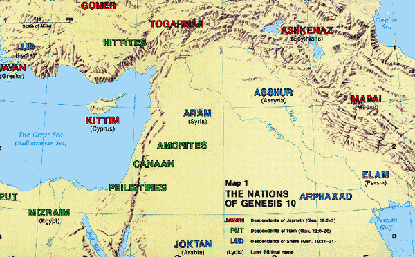 Nations of Genesis 10 - Charts and maps - Daily Bible Study